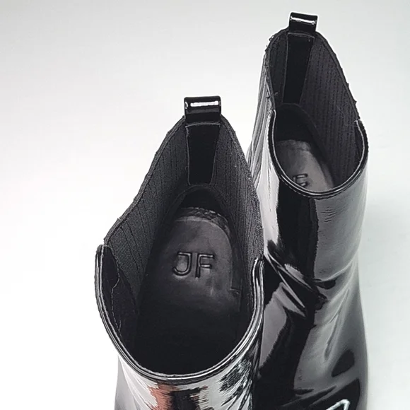 Just Fab Black Lug Sole Block Patent Leather Boots - Picture 14 of 17